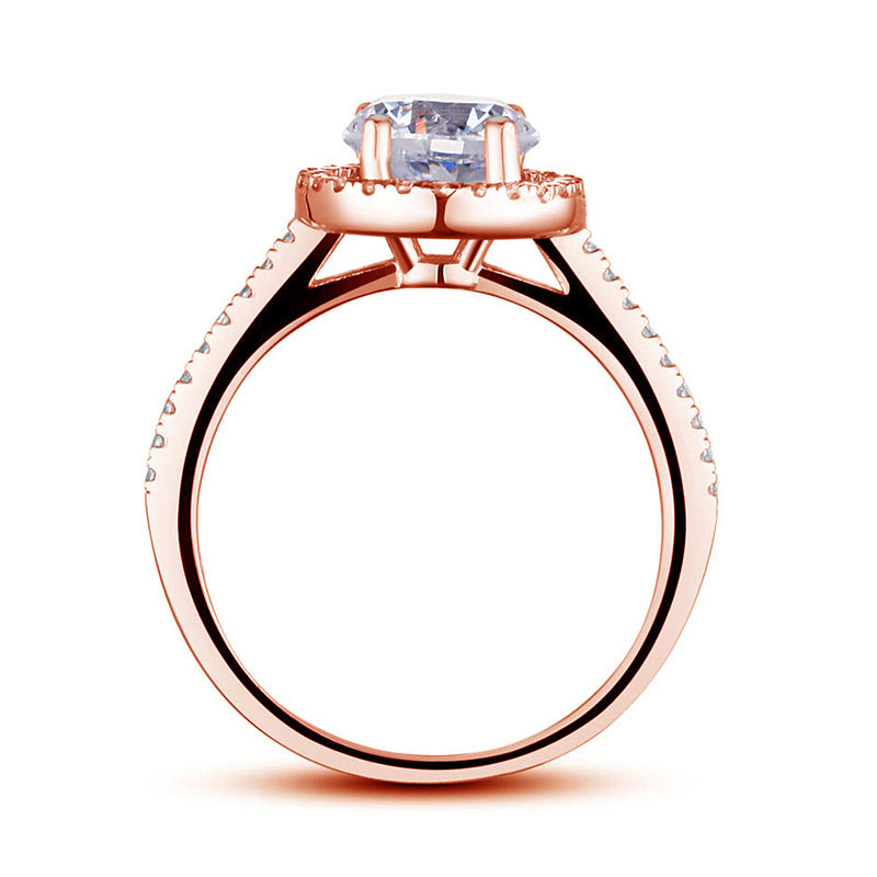 925 Sterling Silver Wedding Engagement Rose Gold Plated Ring Created Diamond