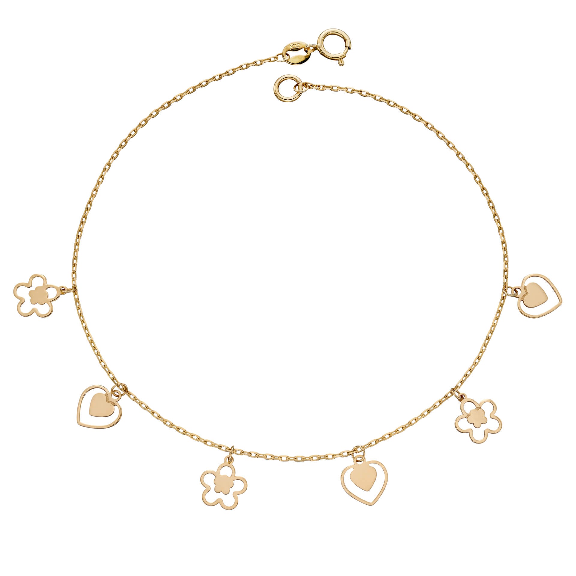 Elements Gold Heart and Flower Charm Bracelet-0