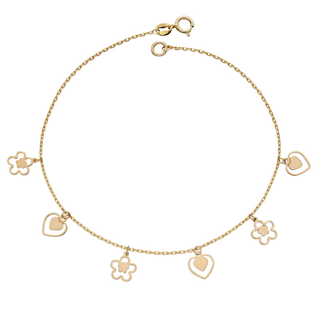 Elements Gold Heart and Flower Charm Bracelet-0