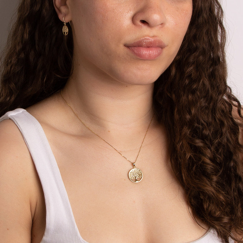 Elements Gold Detailed Tree of Life Earrings-2