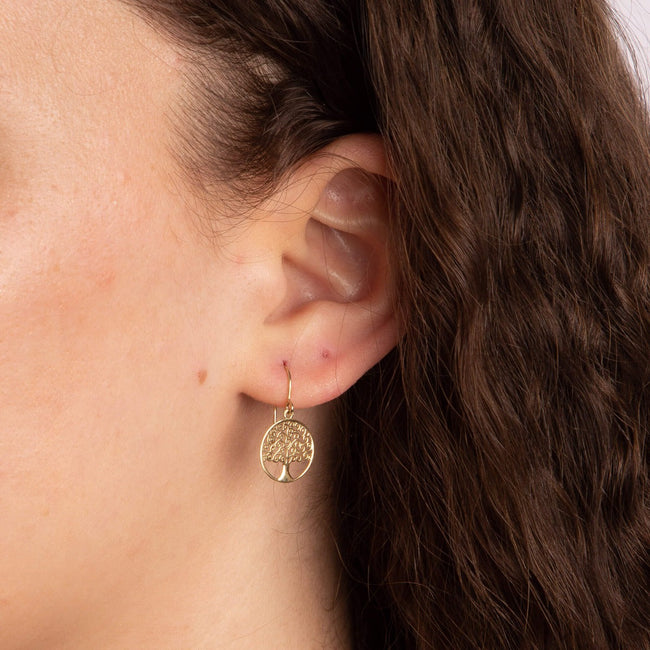 Elements Gold Detailed Tree of Life Earrings-1