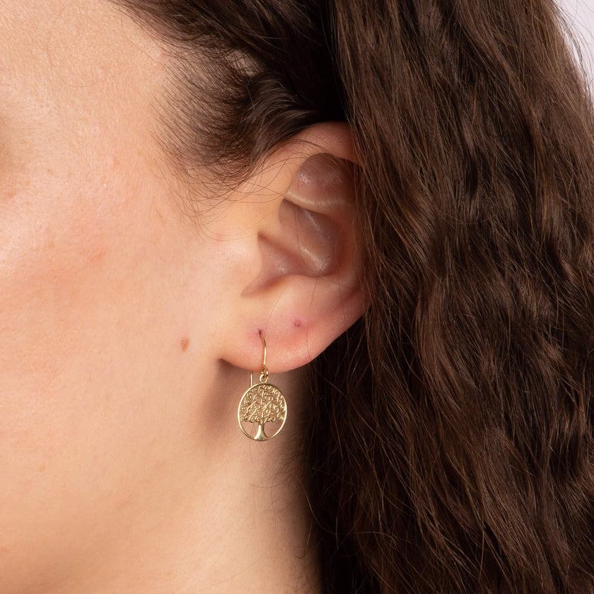 Elements Gold Detailed Tree of Life Earrings-1