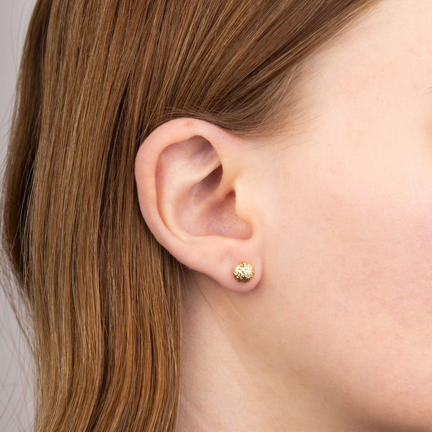 Elements Gold Textured Ball Stud Earrings-3