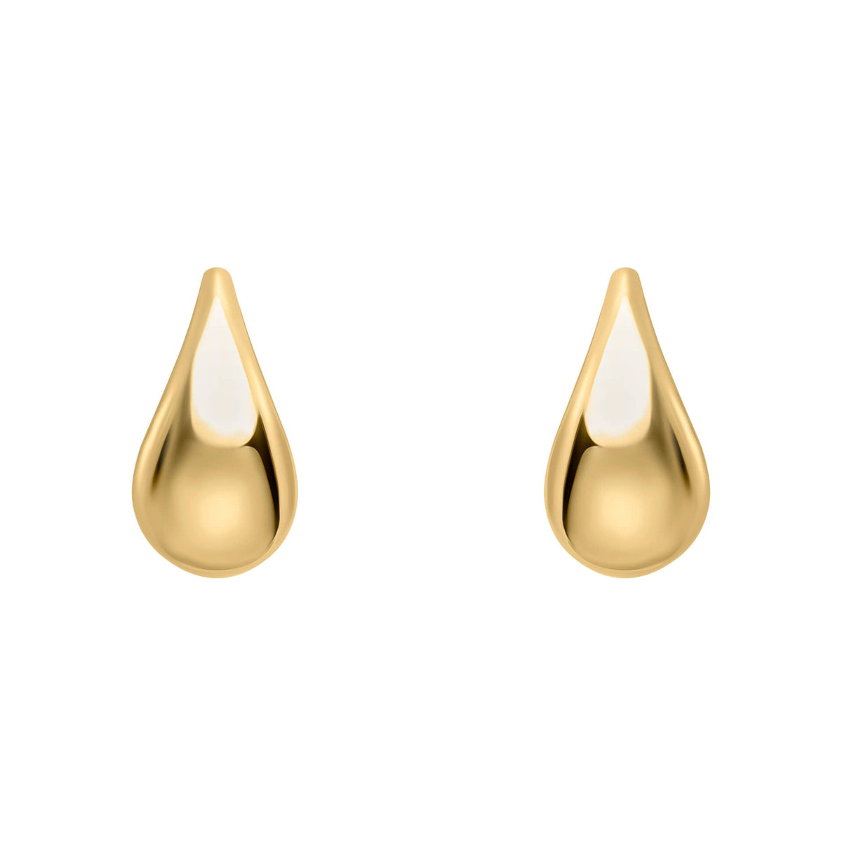 Elements Gold Plain Teardrop Stud Earrings-0