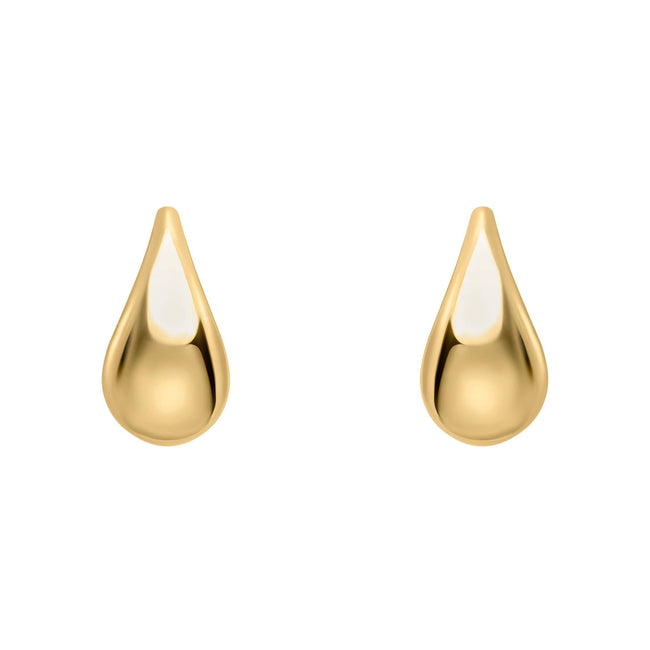 Elements Gold Plain Teardrop Stud Earrings-0