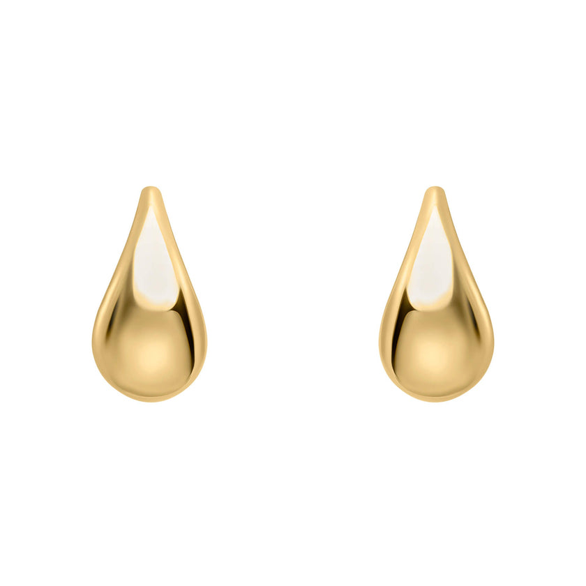 Elements Gold Plain Teardrop Stud Earrings-0
