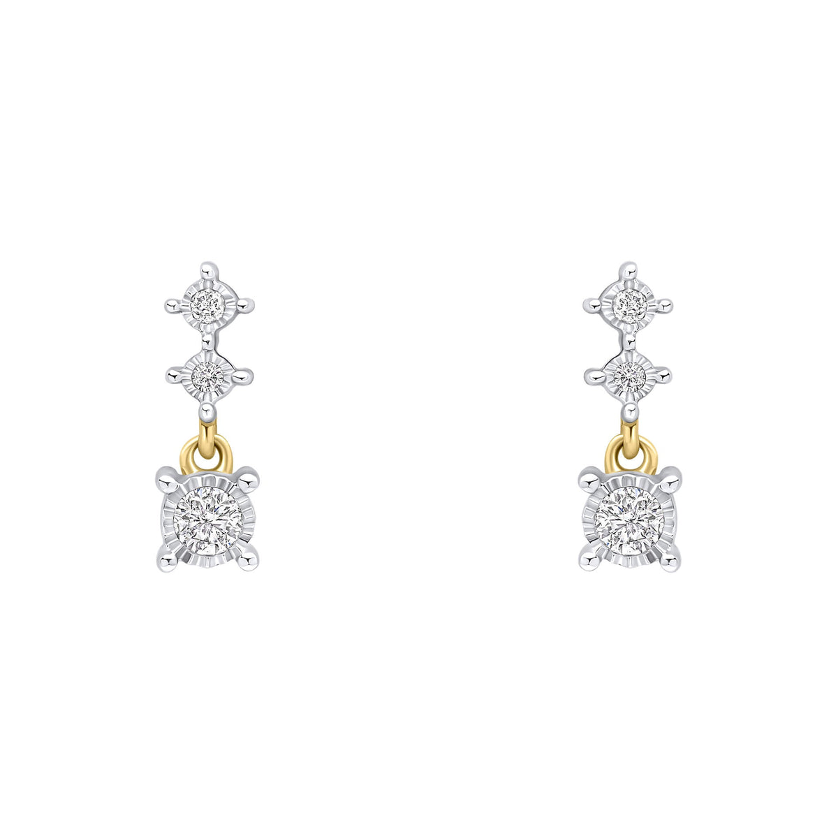 Elements Gold Diamond Trilogy Drop Earrings
