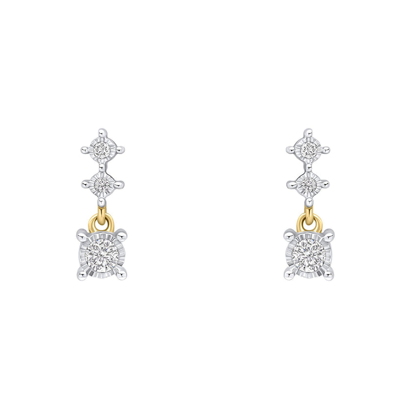 Elements Gold Diamond Trilogy Drop Earrings