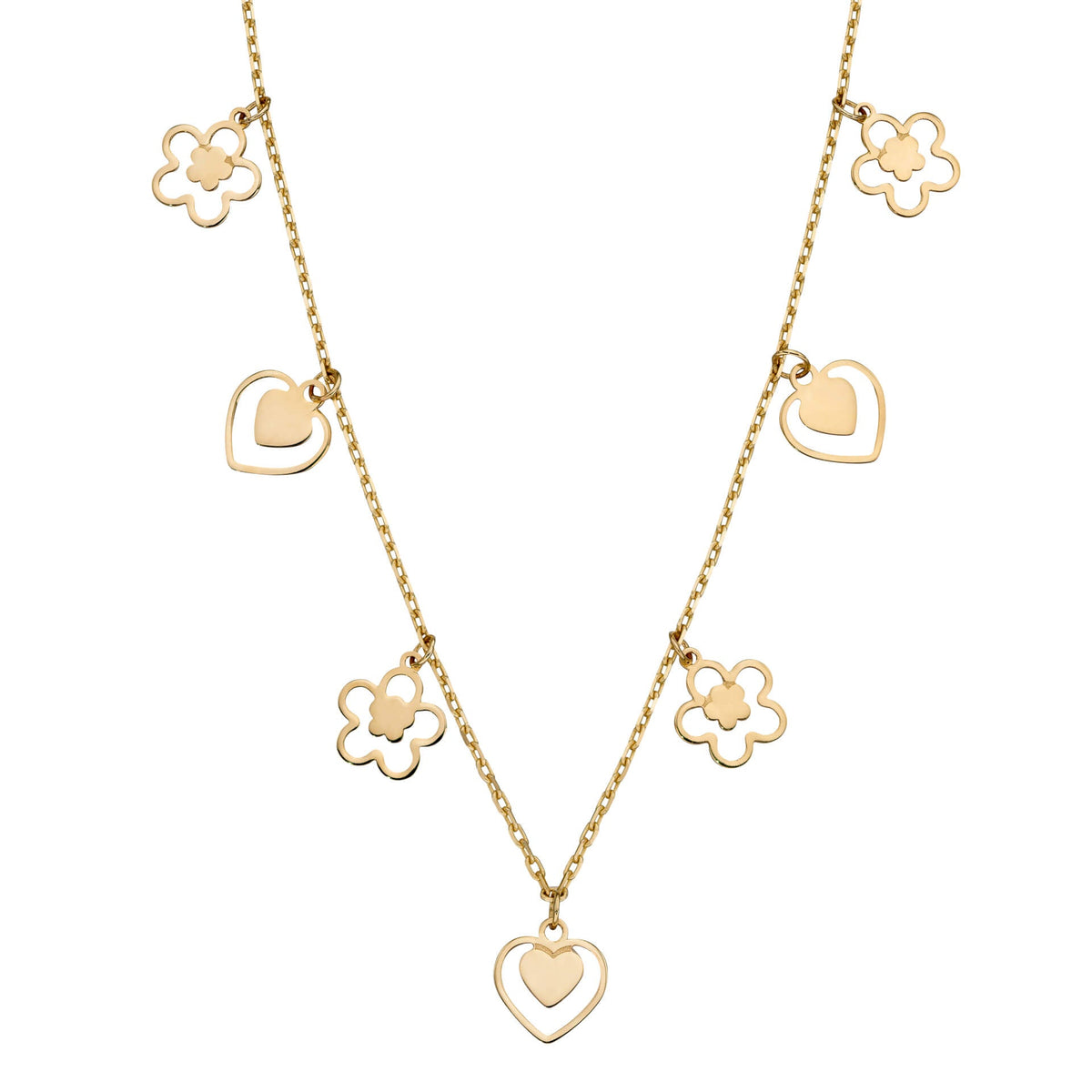Elements Gold Heart and Flower Charm Necklace-0