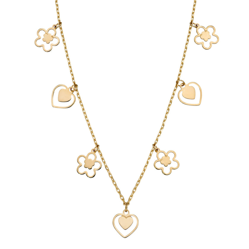 Elements Gold Heart and Flower Charm Necklace-0
