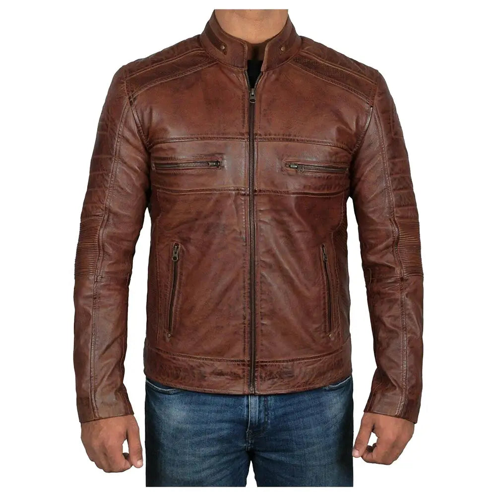 Men’s Oxblood Bomber Leather Jacket – Multiple Colour Options