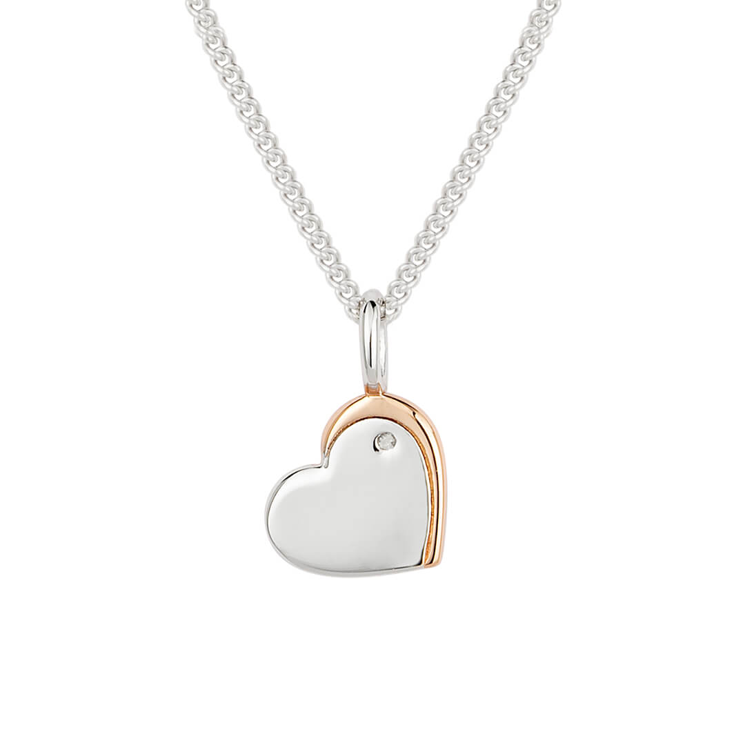 D For Diamond Rose Edge Heart Necklace with Diamond-0