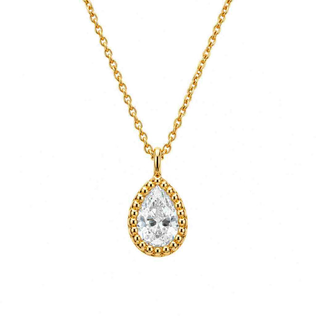 Beginnings Teardrop Necklace with Cubic Zirconia In Sterling Silver