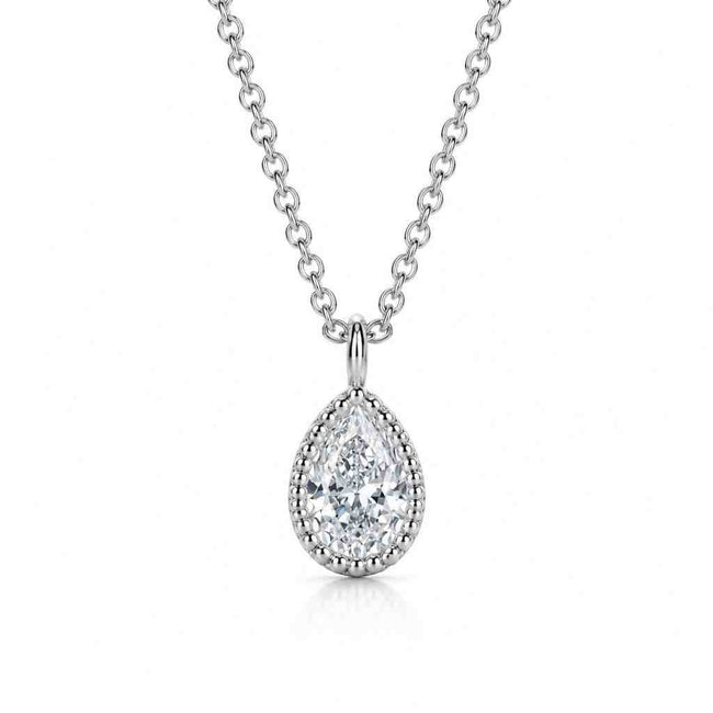 Beginnings Teardrop Necklace with Cubic Zirconia In Sterling Silver