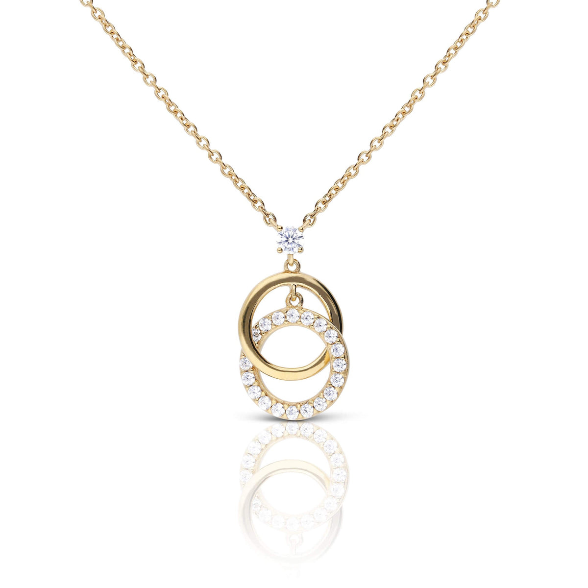 Diamonfire Interlinked Plain and Zirconia Rings Necklace-0