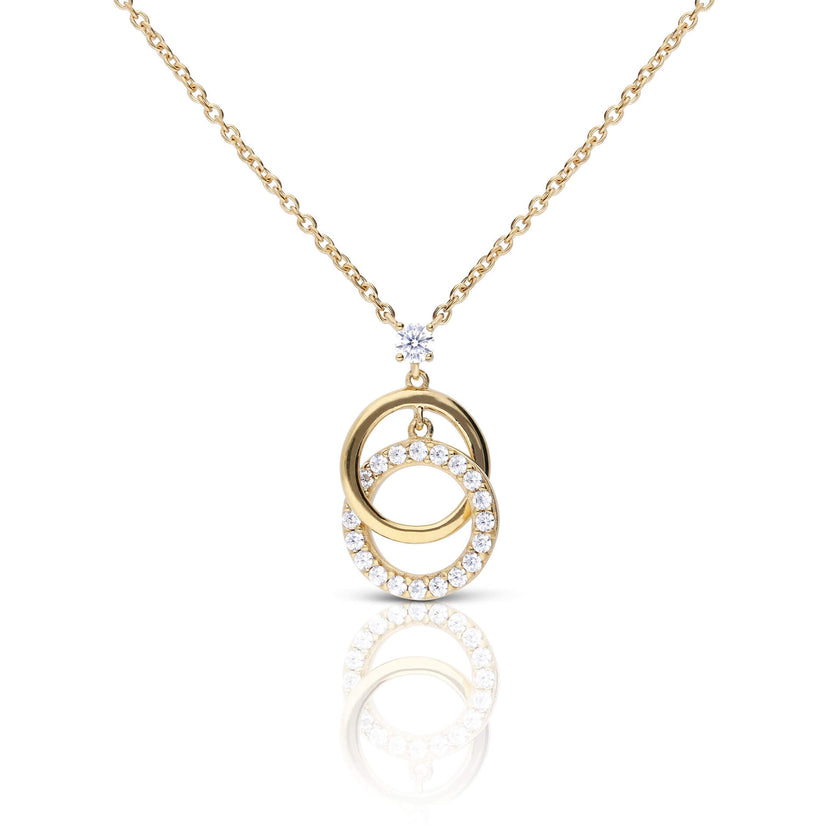 Diamonfire Interlinked Plain and Zirconia Rings Necklace-0