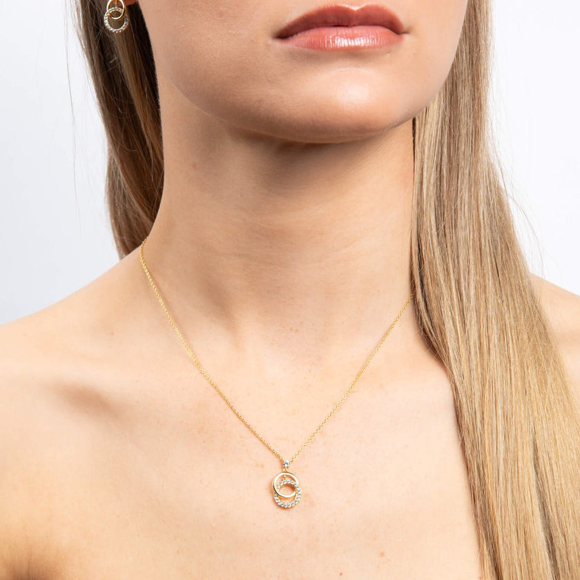 Diamonfire Interlinked Plain and Zirconia Rings Necklace-1
