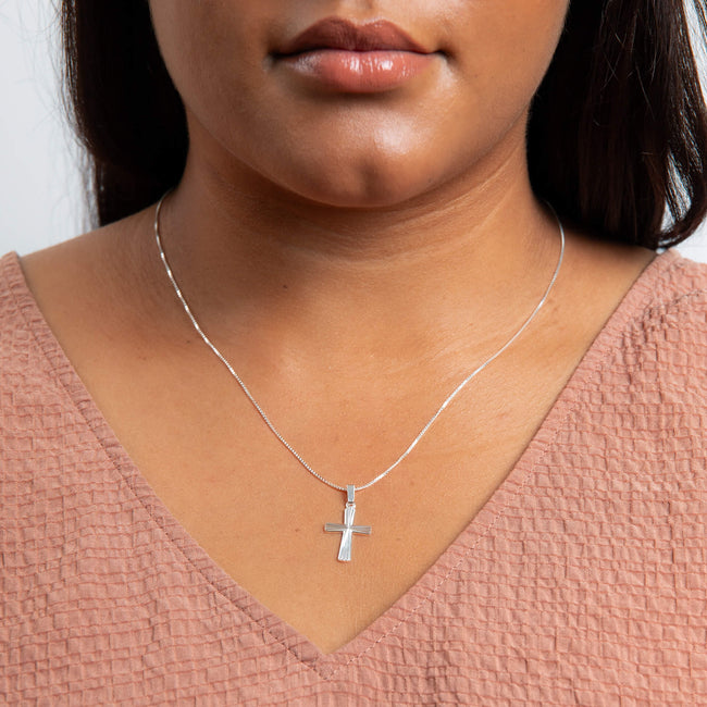 Beginnings Diamond Cut Detailed Cross Pendant-1