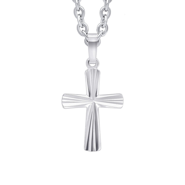 Beginnings Diamond Cut Detailed Cross Pendant-0