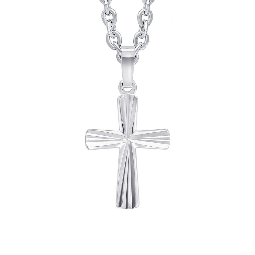 Beginnings Diamond Cut Detailed Cross Pendant-0