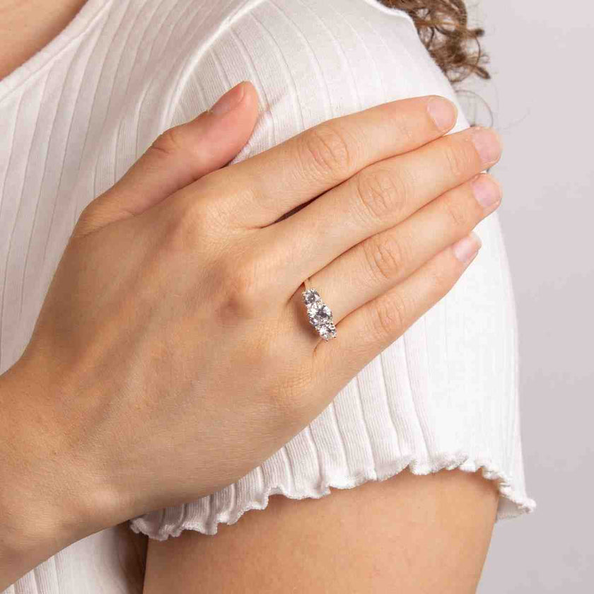 Beginnings Trilogy CZ Ring In Sterling Silver