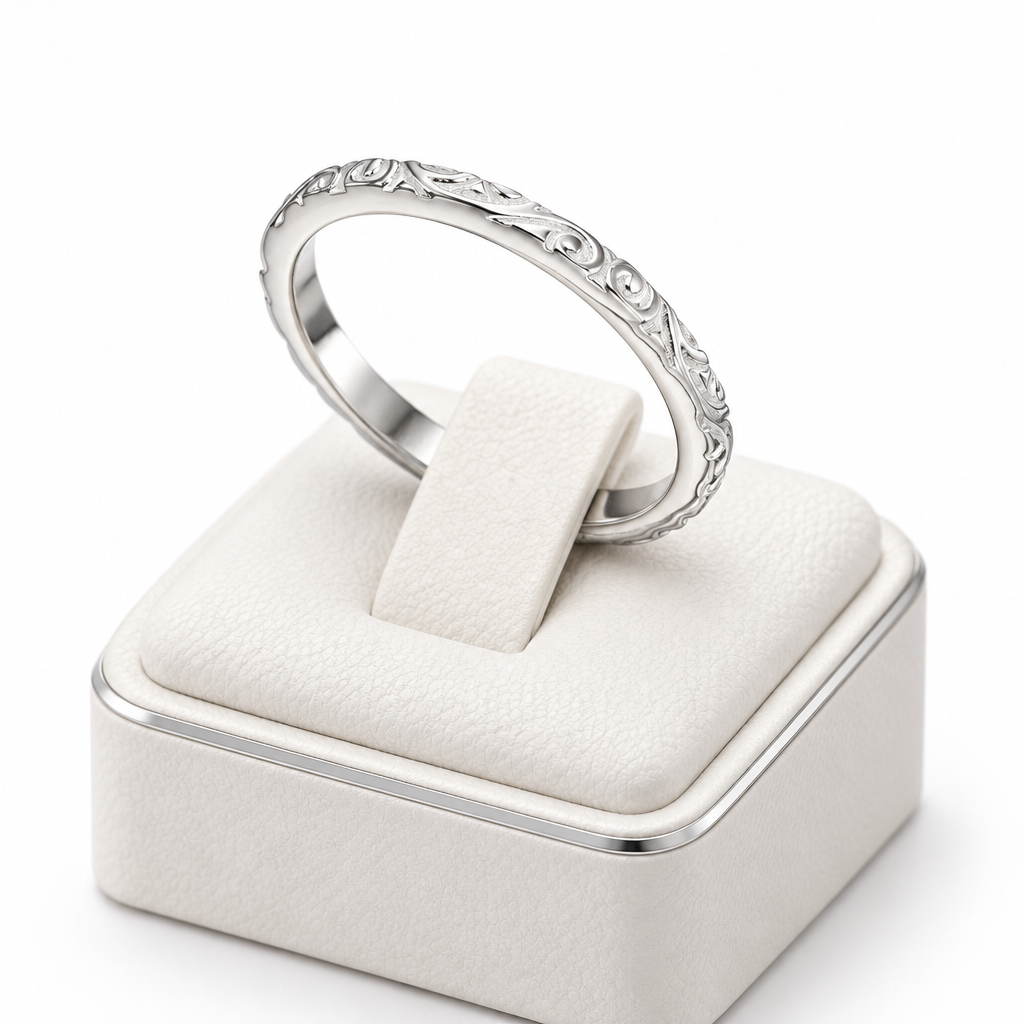 Beginnings Scroll Pattern Band Ring In Sterling Silver
