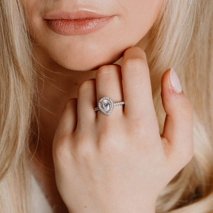 Diamonfire Teardrop Ring with Pave Shoulders-1