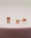 0.2 Ctw Lab Grown VVS1 Moissanite 14 K Rose Gold Plated Silver Solitaire Earrings Stud