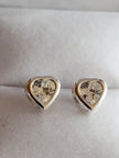 Genuine 925 Sterling Silver Sparkling Zircons Heart Earrings Stud
