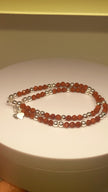 Genuine 925 sterling silver 4 mm sandstone ball beads charm bracelet