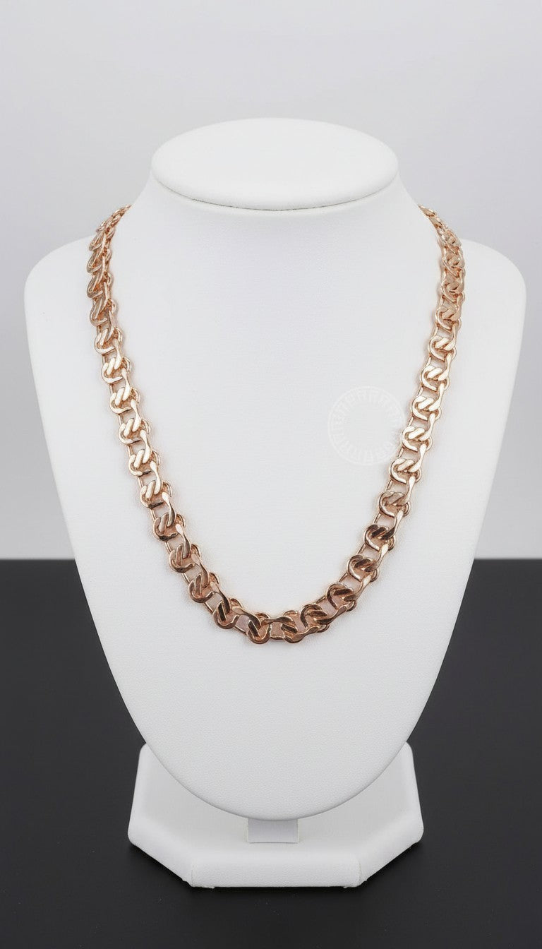 14 Ct Rose Gold Filled Double Figaro Curb Chain Necklace 20, 24 Inch