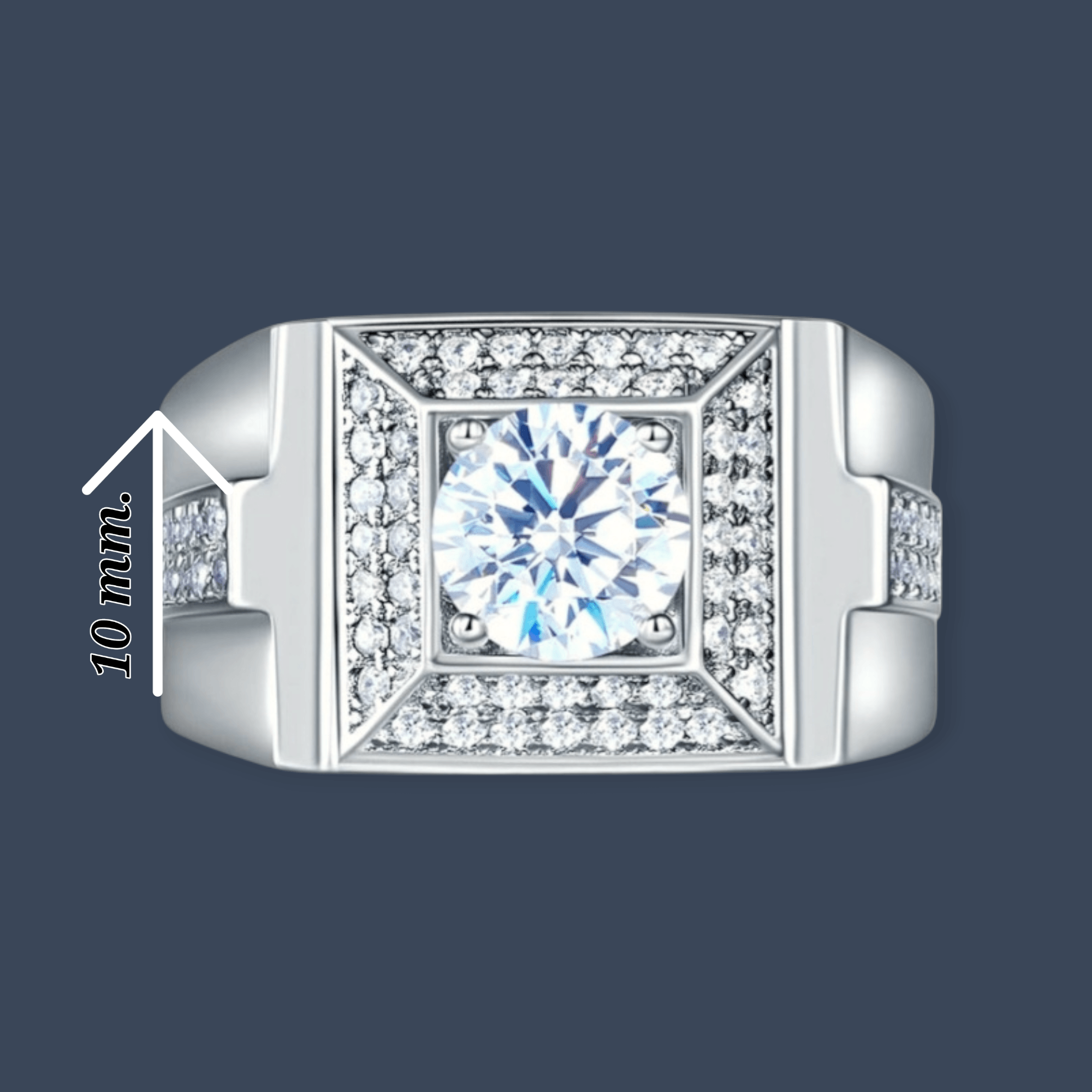 Men's Wedding Band Solid Sterling 925 Silver Ring Jewelry 1 Carat Premium Crystal Zircon