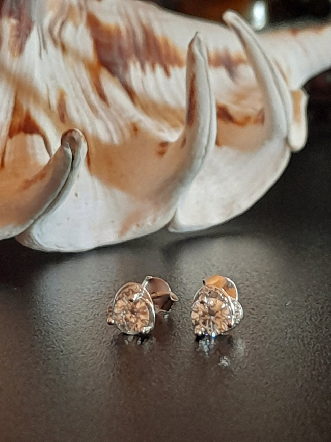 Lab Created Simulated Excellent Diamonds VVS1 18K White Gold P Earrings Stud