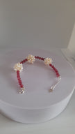 Pink Rubellite Pearl Charm Beads  925 Sterling Silver Bracelet Set