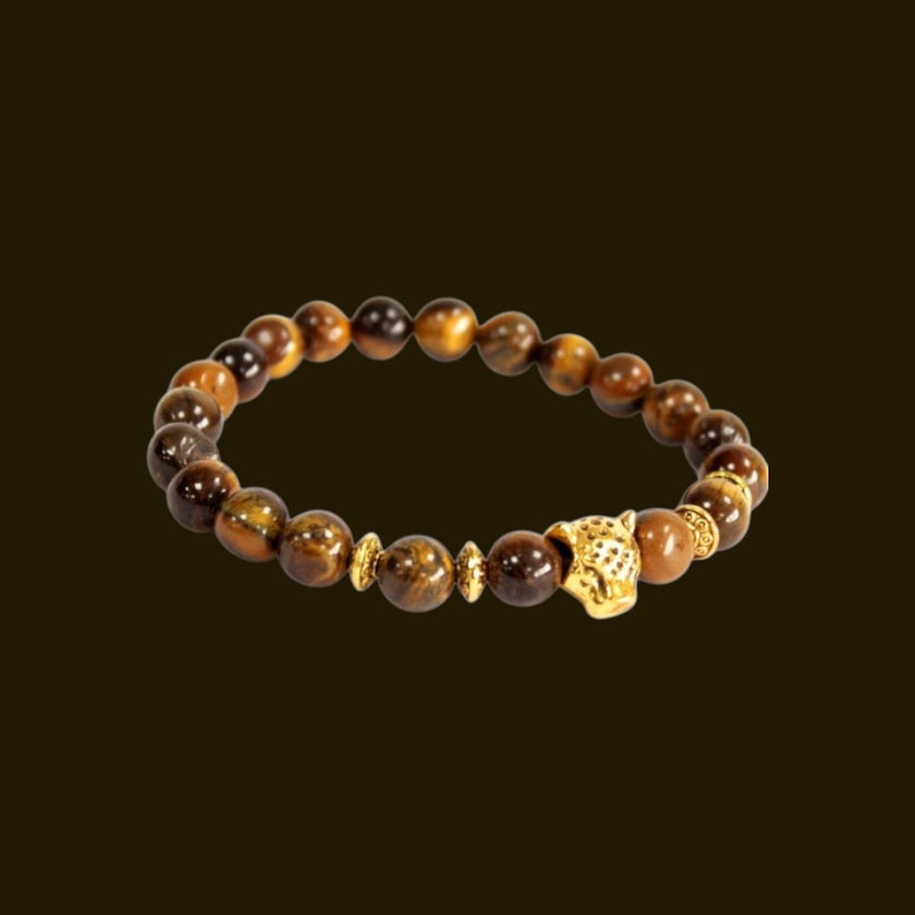 Gold Plated Tiger Eye Leopard Lucky Gemstone Bracelet