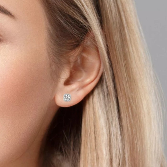 Elevate Your Style with Luxurious Lab-Created Simulated Diamond Halo Stud Earrings