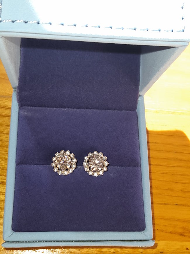 2.56 Ctw Excellent VVS1 Lab Created Simulated Diamond Stud In 9 Ct White Gold Pl