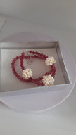 Pink Rubellite Pearl Charm Beads  925 Sterling Silver Bracelet Set