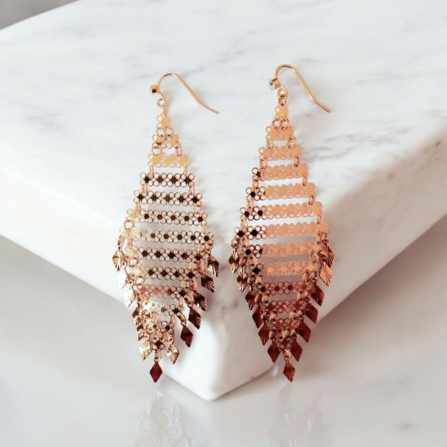 18 k Yellow Gold Plated Dangle Earrings