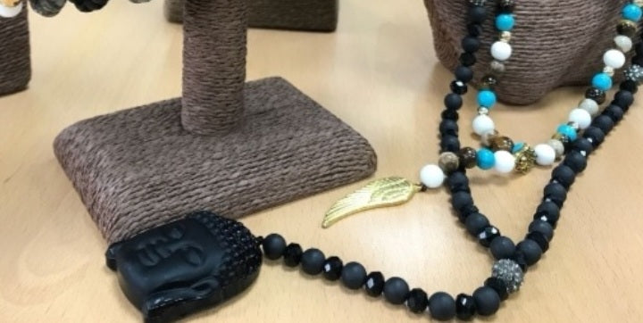 Buddha / Black Agate Stone - Gemstone Necklace
