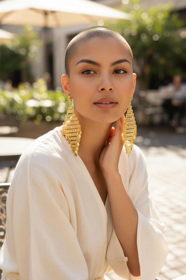 18 k Yellow Gold Plated Dangle Earrings