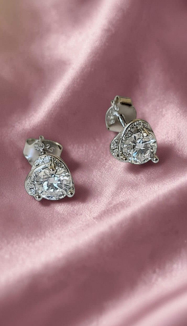 Lab Created Simulated Excellent Diamonds VVS1 18K White Gold P Earrings Stud
