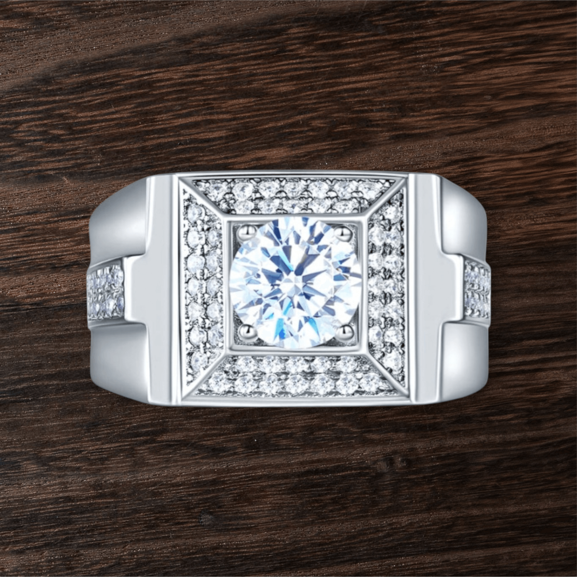 Men's Wedding Band Solid Sterling 925 Silver Ring Jewelry 1 Carat Premium Crystal Zircon