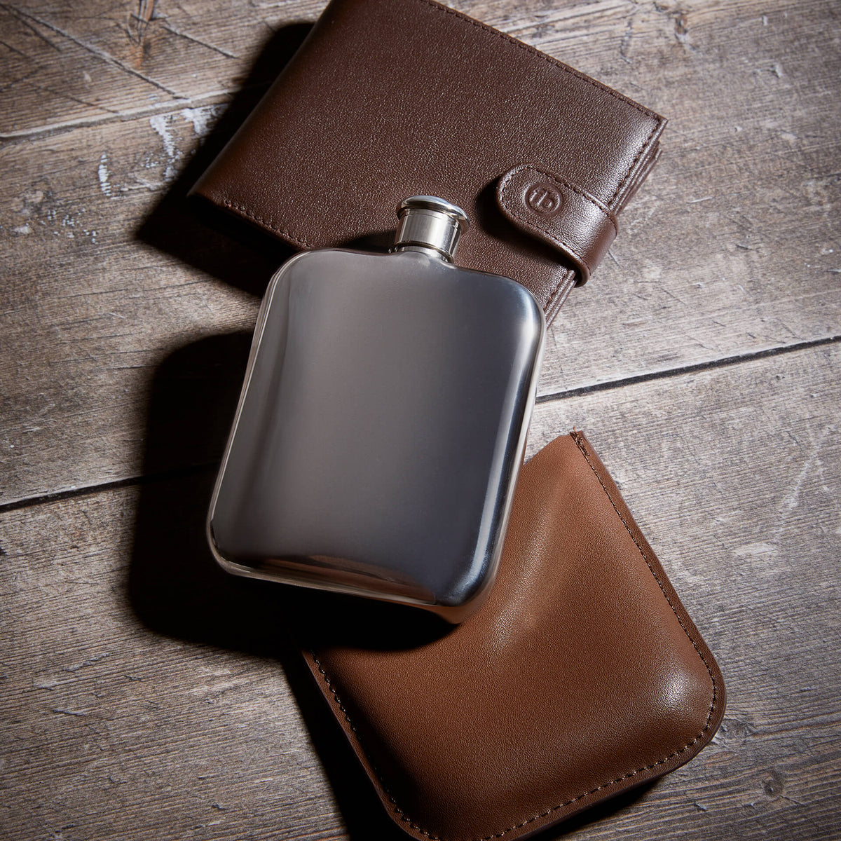 Fred Bennett Hip Flask with Leather Sleeve-1
