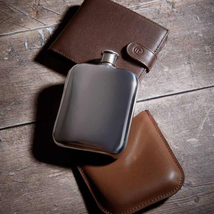 Fred Bennett Hip Flask with Leather Sleeve-1